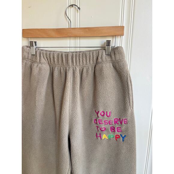 The Mayfair Group Straight Fleece Sweatpant You Deserve‎ to Be Happy Women S/M - Picture 3 of 9
